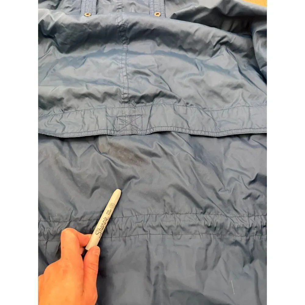Vtg Helly Hansen Packable Rain Jacket Blue Hooded Full Zip Pockets Men's M *Read